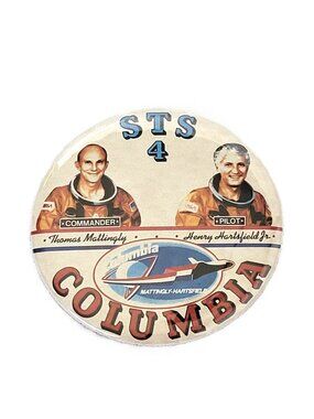 Vintage 1982 World's Fair NASA STS-4 Columbia Shuttle Pin Mattingly Hartsfield